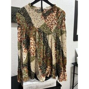 Indigo Soul Women's Long Sleeve Olive Green Size 2x Button Back Closure
